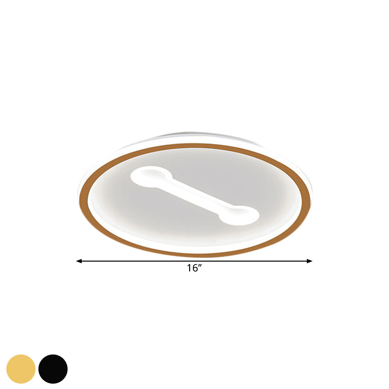 Ultra-Thin Round Metallic Flush Light Nordic Black/Gold LED Flush Mount Fixture in Warm/White Light, 16"/19.5" Dia