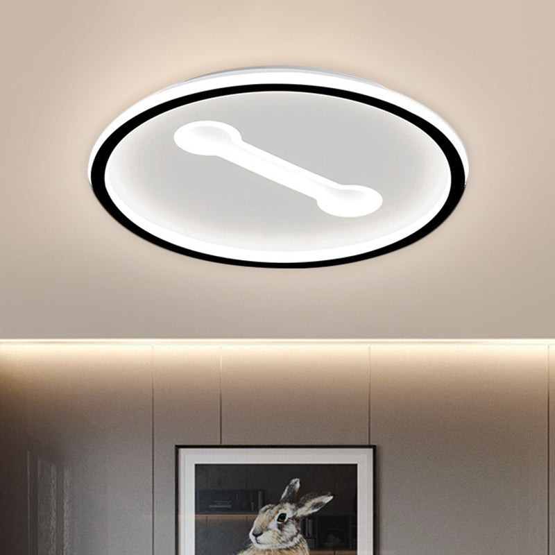 Ultra-Thin Round Metallic Flush Light Nordic Black/Gold LED Flush Mount Fixture in Warm/White Light, 16"/19.5" Dia