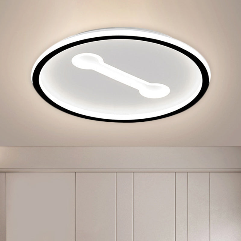 Ultra-Thin Round Metallic Flush Light Nordic Black/Gold LED Flush Mount Fixture in Warm/White Light, 16"/19.5" Dia