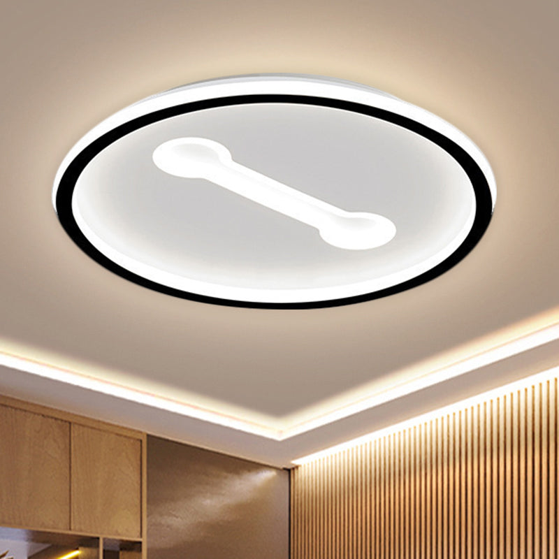 Ultra-Thin Round Metallic Flush Light Nordic Black/Gold LED Flush Mount Fixture in Warm/White Light, 16"/19.5" Dia