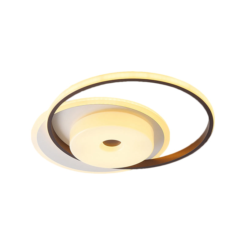 Metallic Circular Flush Mount Nordic LED White Ceiling Mounted Fixture in Warm/White Light, 16"/19.5" Wide