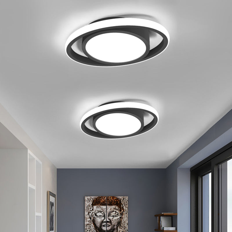 Lámpara LED de metal empotrada para balcón con montaje empotrado en tambor y círculo, lámpara contemporánea montada en el techo en negro/gris/dorado (la personalización será de 7 días)