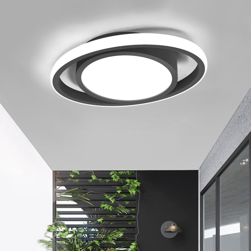 Lámpara LED de metal empotrada para balcón con montaje empotrado en tambor y círculo, lámpara contemporánea montada en el techo en negro/gris/dorado (la personalización será de 7 días)