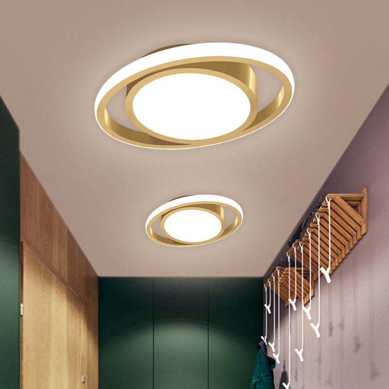 Lámpara LED de metal empotrada para balcón con montaje empotrado en tambor y círculo, lámpara contemporánea montada en el techo en negro/gris/dorado (la personalización será de 7 días)