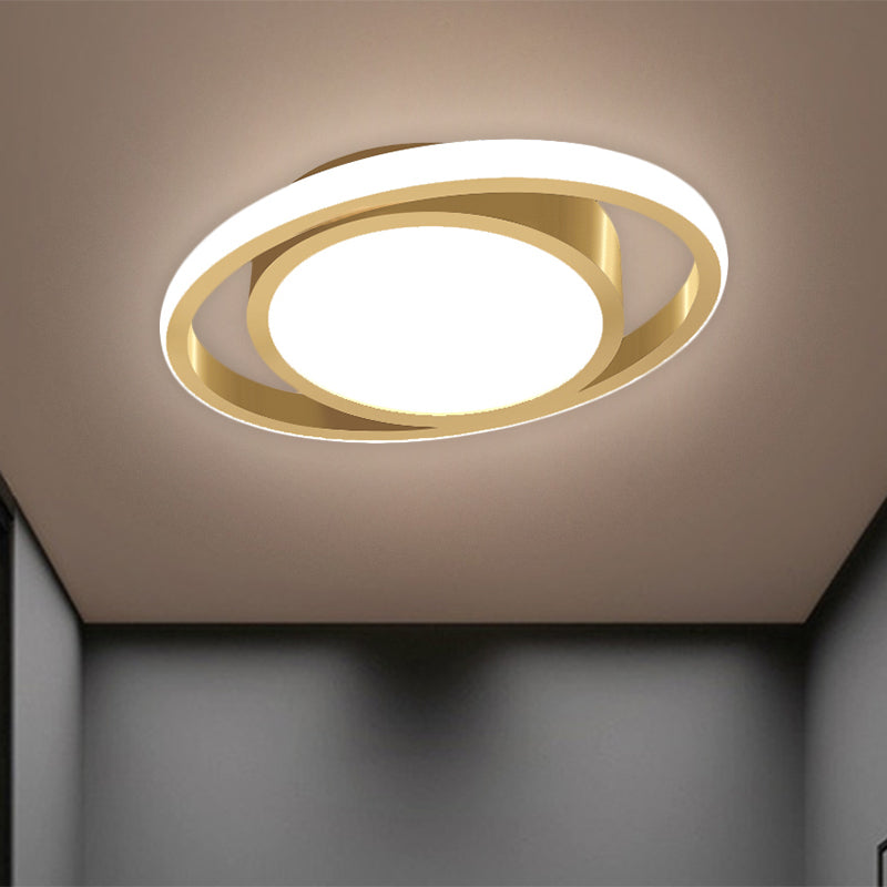 Lámpara LED de metal empotrada para balcón con montaje empotrado en tambor y círculo, lámpara contemporánea montada en el techo en negro/gris/dorado (la personalización será de 7 días)