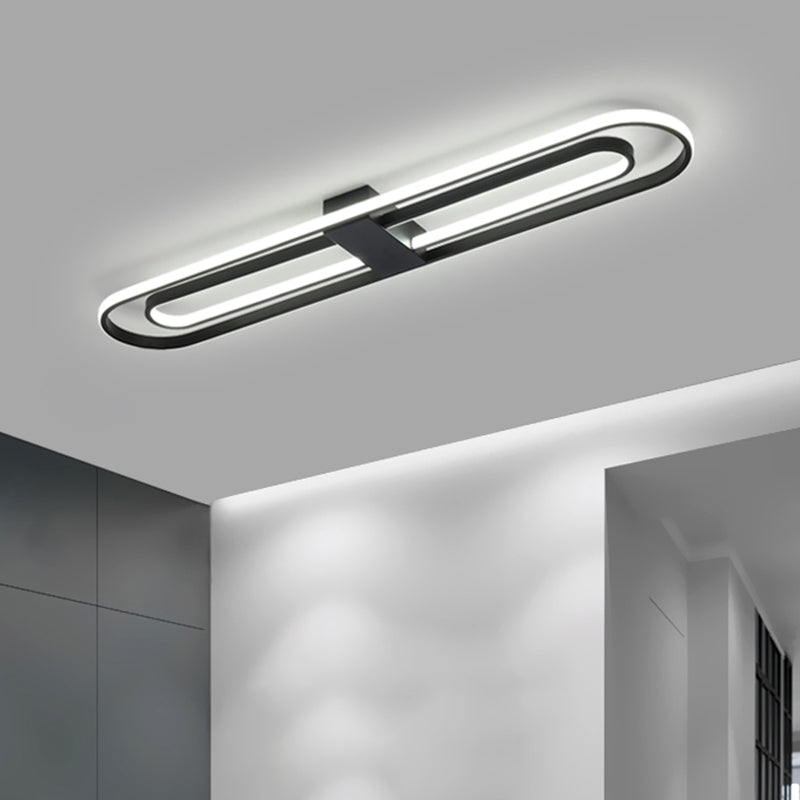 Plafonnier encastré à LED métallique moderne à double rectangle noir, 16"/23,5"/31,5" de large (la personnalisation sera de 7 jours)