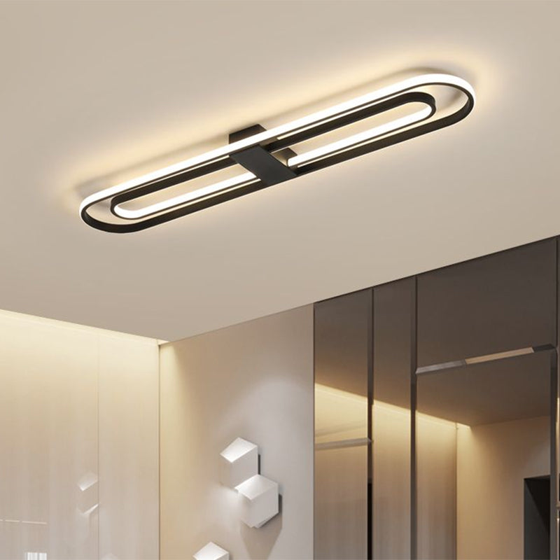 Lámpara de techo empotrada LED metálica moderna con montaje empotrado rectangular doble negro, 16"/23.5"/31.5" de ancho (la personalización será de 7 días)