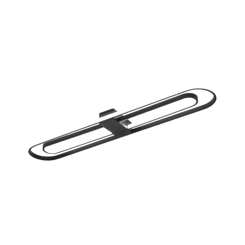 Plafonnier encastré à LED métallique moderne à double rectangle noir, 16"/23,5"/31,5" de large (la personnalisation sera de 7 jours)