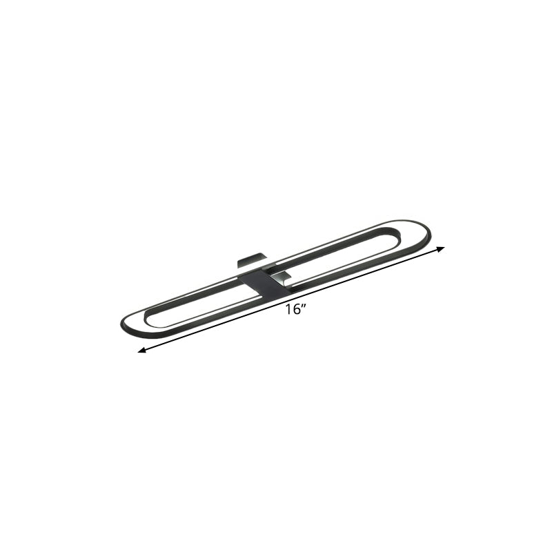 Plafonnier encastré à LED métallique moderne à double rectangle noir, 16"/23,5"/31,5" de large (la personnalisation sera de 7 jours)