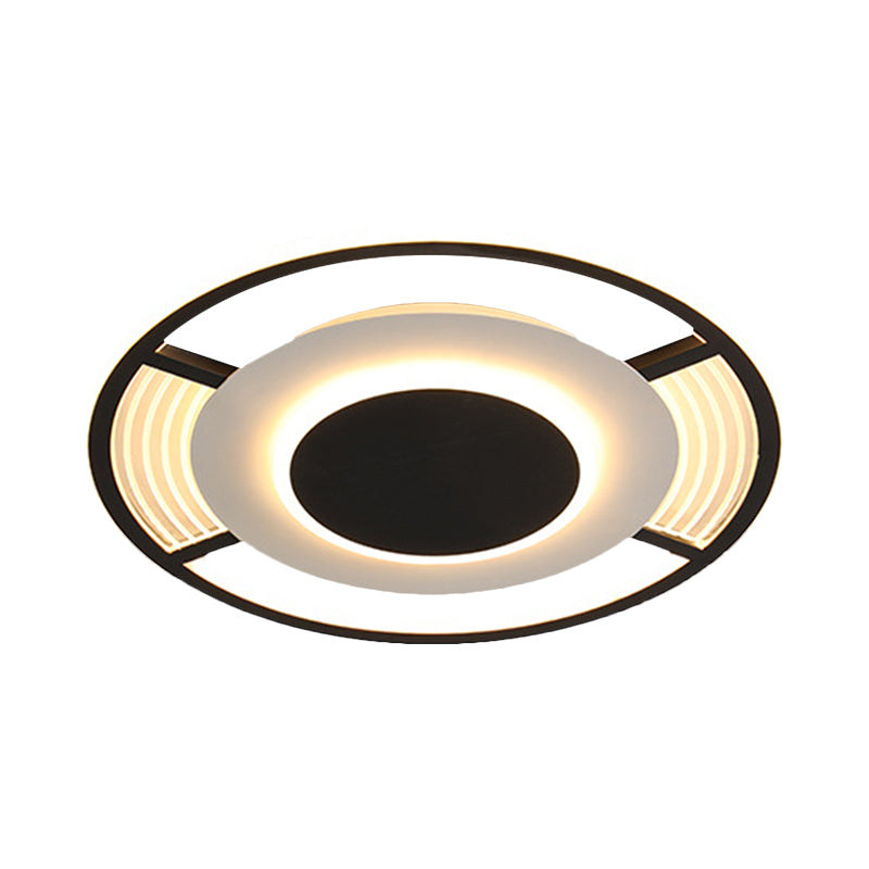 Lampada da soffitto rotonda in acrilico moderna, montaggio a incasso a LED nero/oro con luce calda/bianca/3 colori
