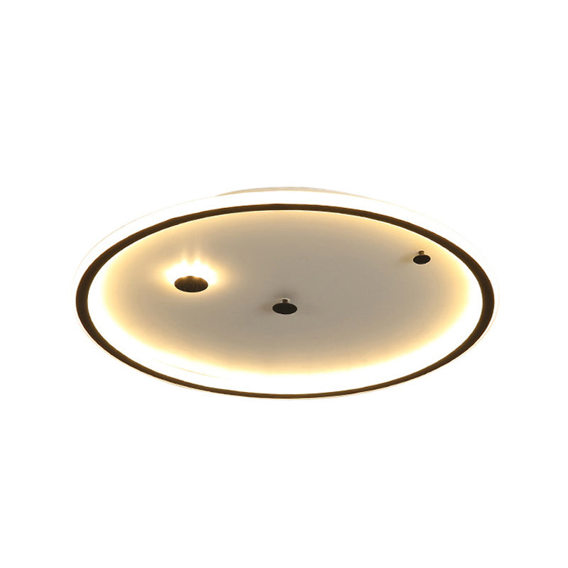 12"/16"/19.5" W LED Bedroom Flushmount Minimalism Black Close to Ceiling Lamp with Round Acrylic Shade in Warm/White Light