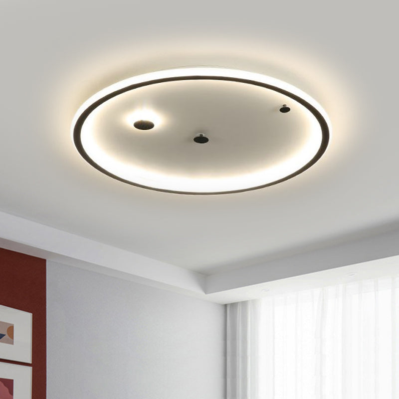 16"/19.5" W Simple LED Flushmount Black/Gold Round Ceiling Lamp Fixture with Acrylic Shade in Warm/White Light