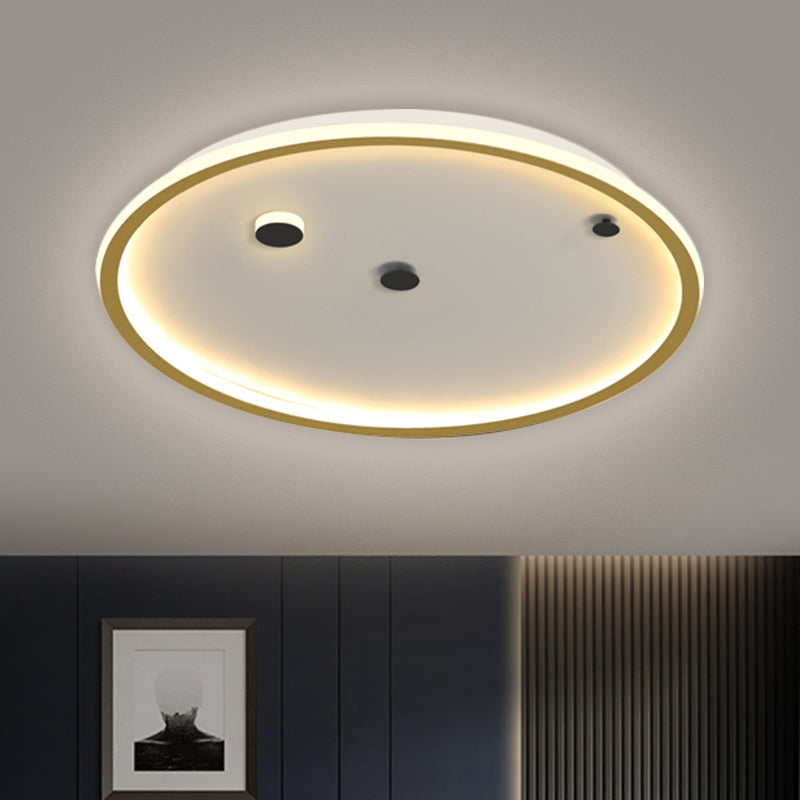 16"/19.5" W Simple LED Flushmount Black/Gold Round Ceiling Lamp Fixture with Acrylic Shade in Warm/White Light