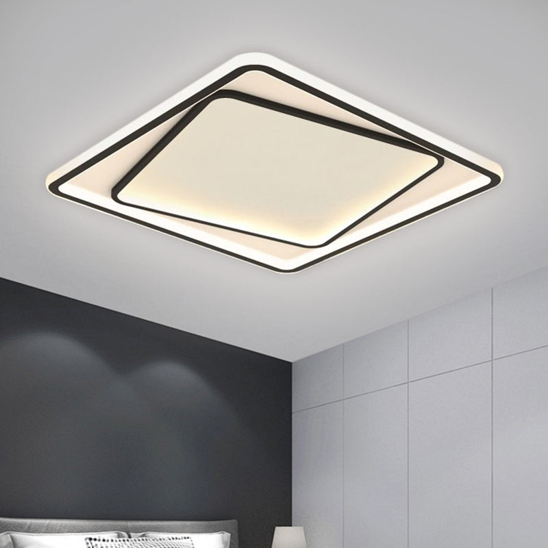 Plafonnier carré minimalisme en métal à LED pour chambre à coucher, éclairage encastré en noir, largeur de 16,5"/20,5" (la personnalisation sera de 7 jours)