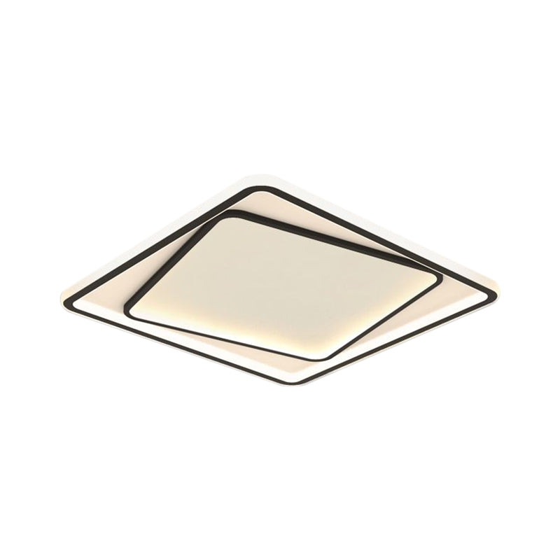 Luz empotrada cuadrada minimalista, iluminación LED de metal para montaje empotrado en dormitorio, en negro, 16,5"/20,5" de ancho (la personalización será de 7 días)