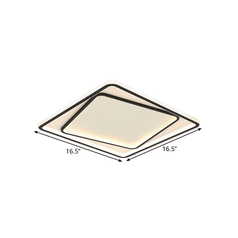 Plafonnier carré minimalisme en métal à LED pour chambre à coucher, éclairage encastré en noir, largeur de 16,5"/20,5" (la personnalisation sera de 7 jours)