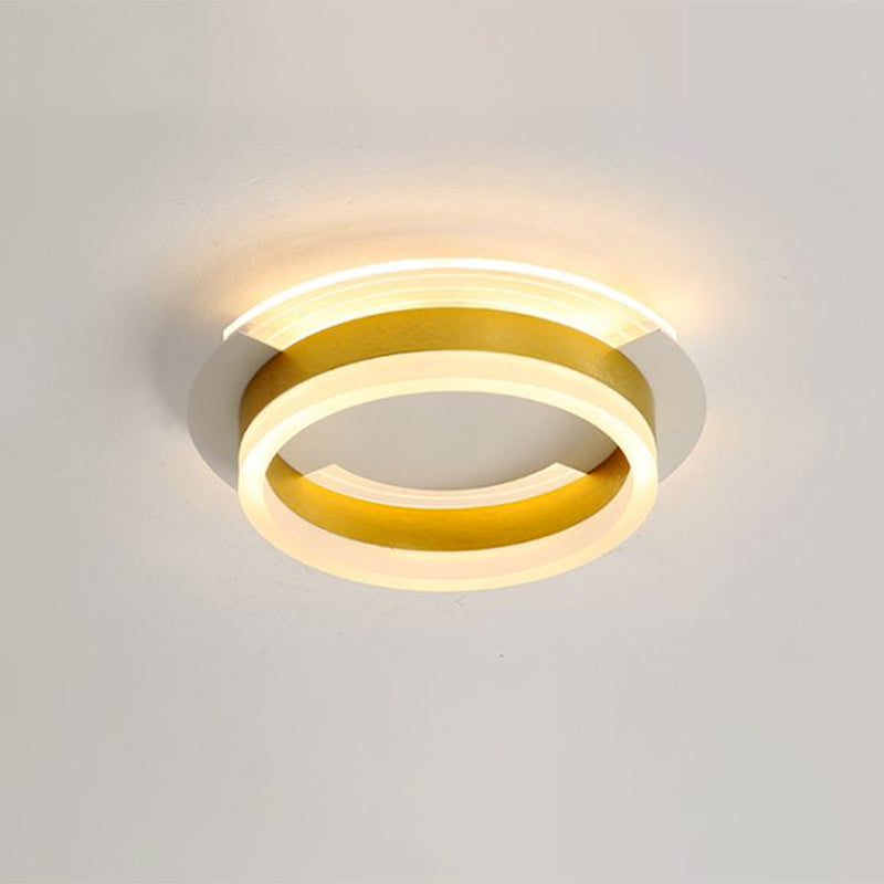 Circular Corridor Ceiling Fixture Metallic LED Contemporary Flushmount Lighting in Gold, Warm/White Light