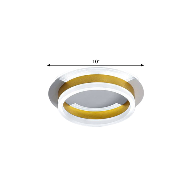 Circular Corridor Ceiling Fixture Metallic LED Contemporary Flushmount Lighting in Gold, Warm/White Light