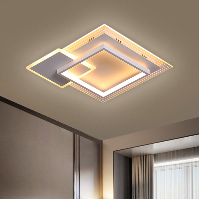 16.5"/20.5" W Metal Square Flushmount Contemporary LED White Ceiling Lighting in Warm/White Light
