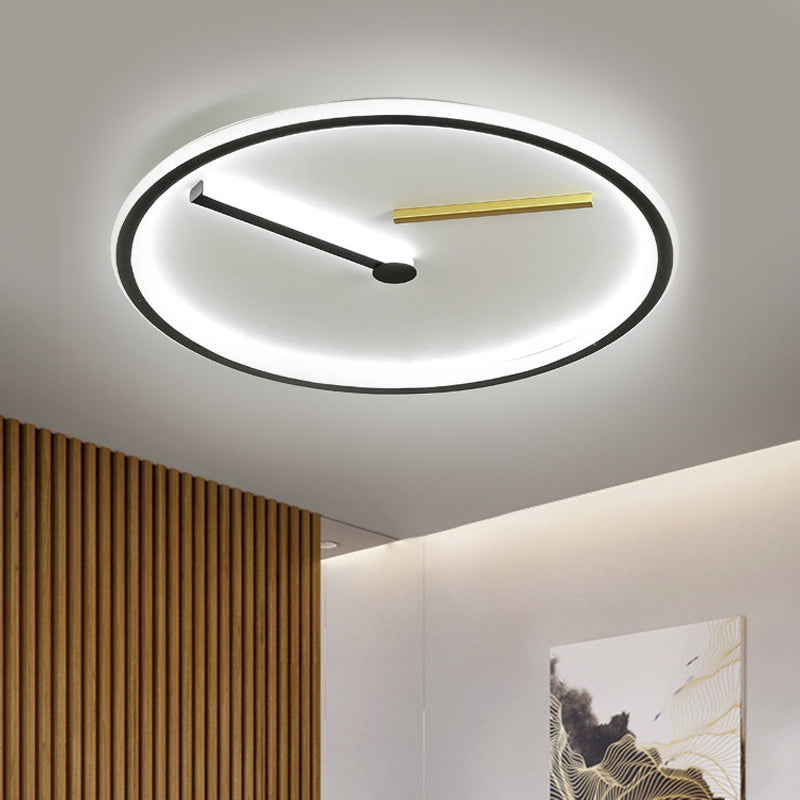 Round Close to Ceiling Lighting Modern Acrylic LED Black Flush Lamp Fixture in Warm/White Light, 12"/16"/19.5" Wide