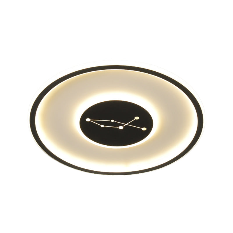 Circular Ceiling Lamp Fixture Simple Acrylic Sleeping Room LED Flush Mount Lamp in Black, Warm/White/3 Color Light