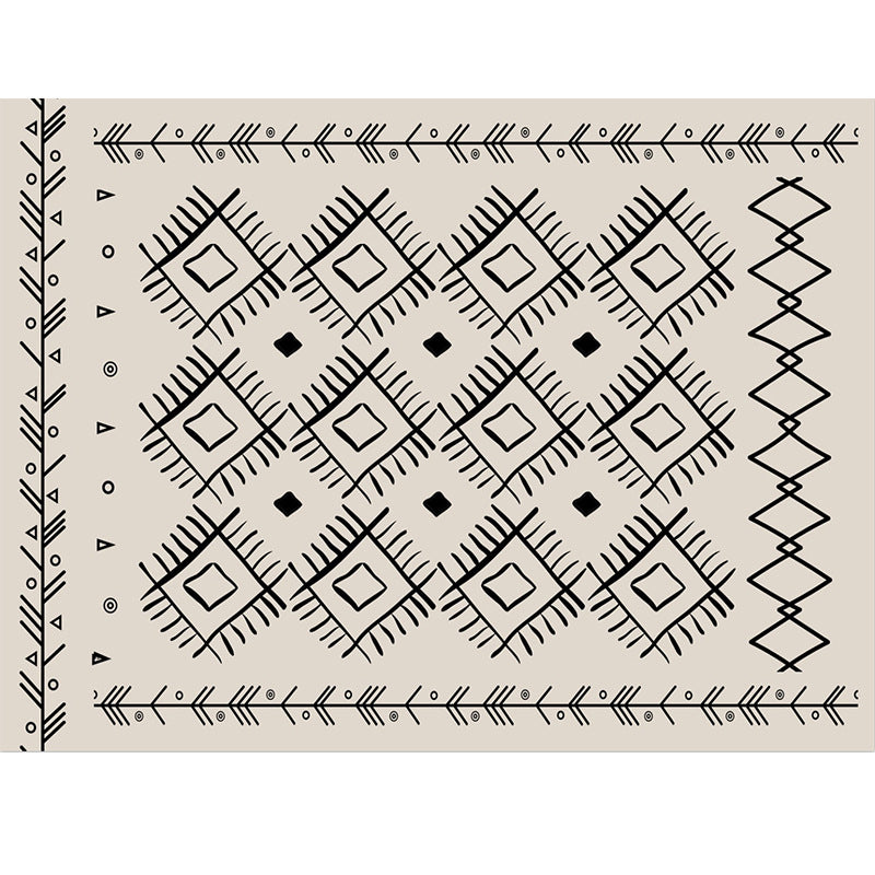 Classic Southwestern Pattern Rug White Tribal Rug Polyester Washable Anti-Slip Backing Area Rug for Living Room