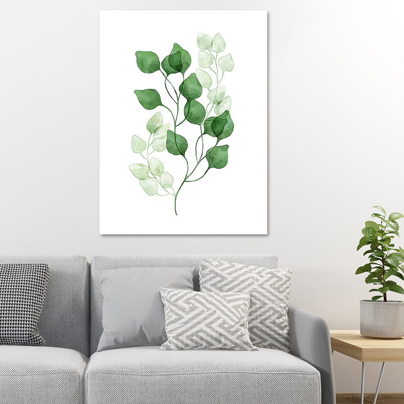Botanic Canvas Print Rustic Trendy Leaf Painting Wall Art Decor in Green for Home