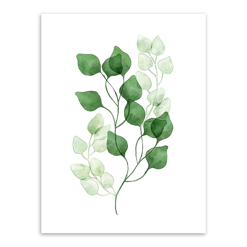Botanic Canvas Print Rustic Trendy Leaf Painting Wall Art Decor in Green for Home