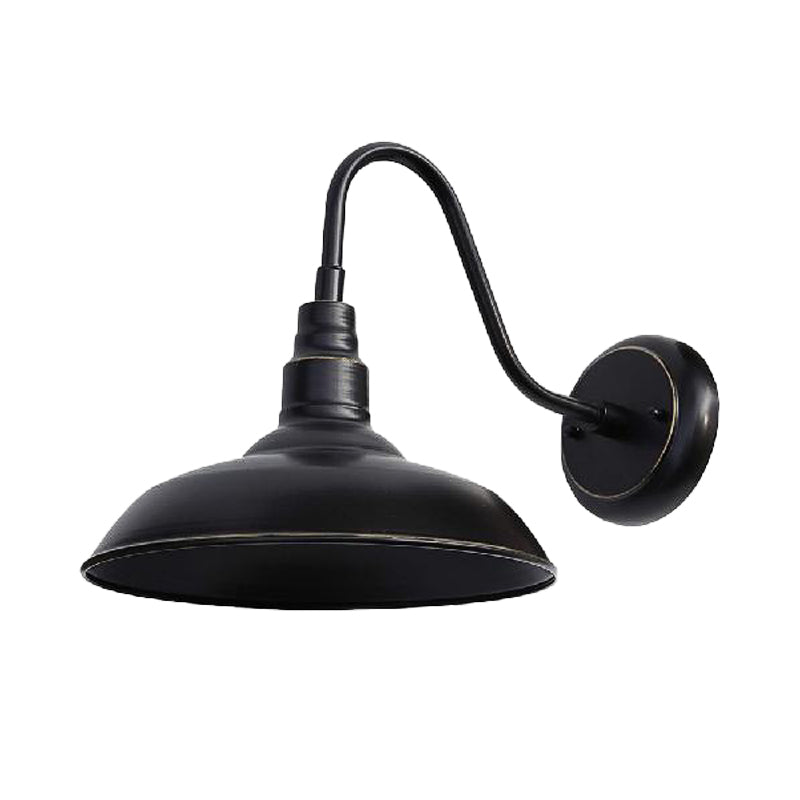 Scheune im Bauernhaus Style Scheune Wandlampe 1 Kopf Metall -Leuchten mit Schwarzarmarm in Schwarz für Outdoor