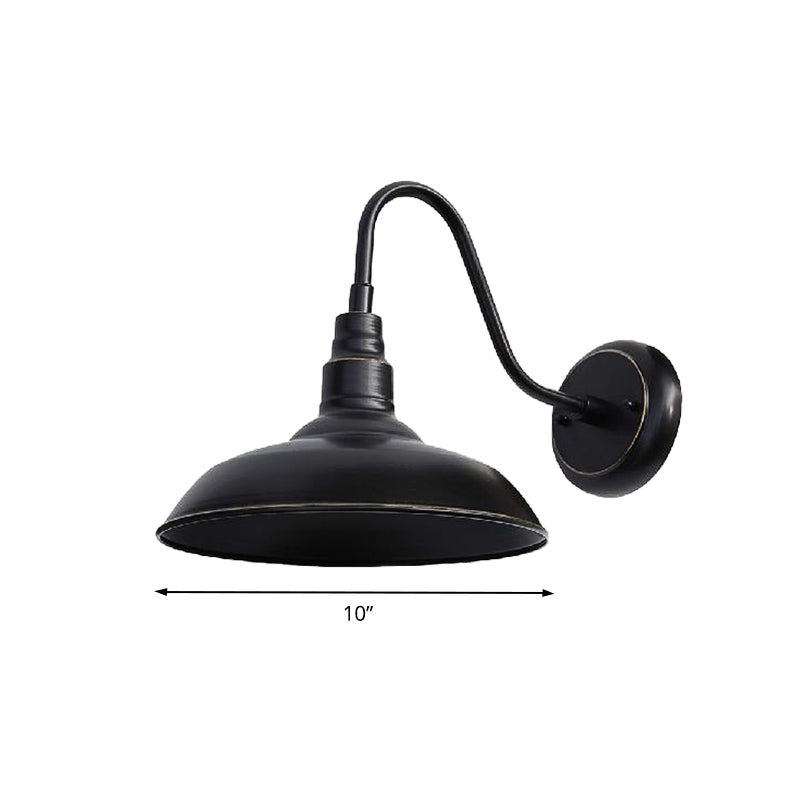 Scheune im Bauernhaus Style Scheune Wandlampe 1 Kopf Metall -Leuchten mit Schwarzarmarm in Schwarz für Outdoor