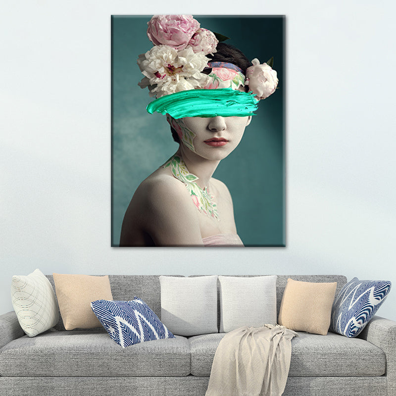 Glamouröses Mixed-Media-Wandkunstdekor mit Frauenmuster in dunkler Farbe für das Esszimmer