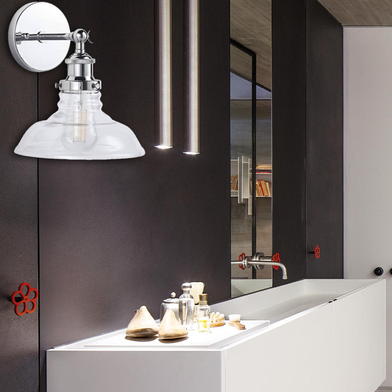 Clear Glass Chrom/Nickel-Leuchte Lichtstall 1-Licht Industriewandlampenlampe für die Küche