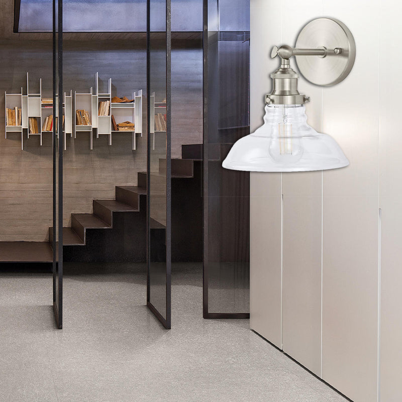 Clear Glass Chrom/Nickel-Leuchte Lichtstall 1-Licht Industriewandlampenlampe für die Küche