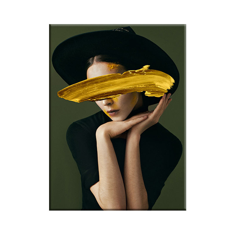 Glam Figure Wall Decor Canvas Textured Pastel Color Wall Art Print for Dining Room