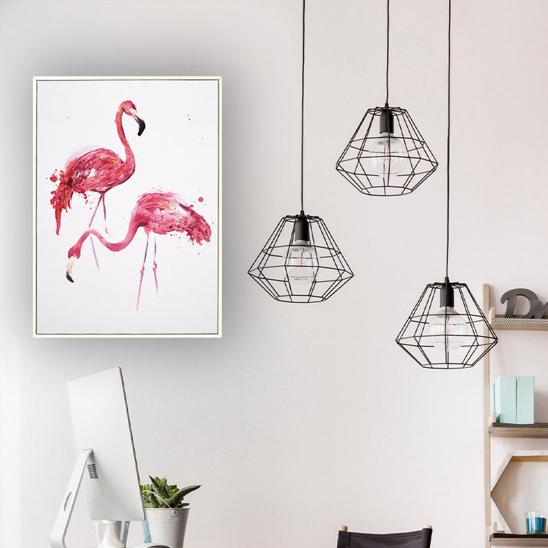 White Childrens Art Wall Decor Animal Painting Canvas Print for Dining Room, Texture