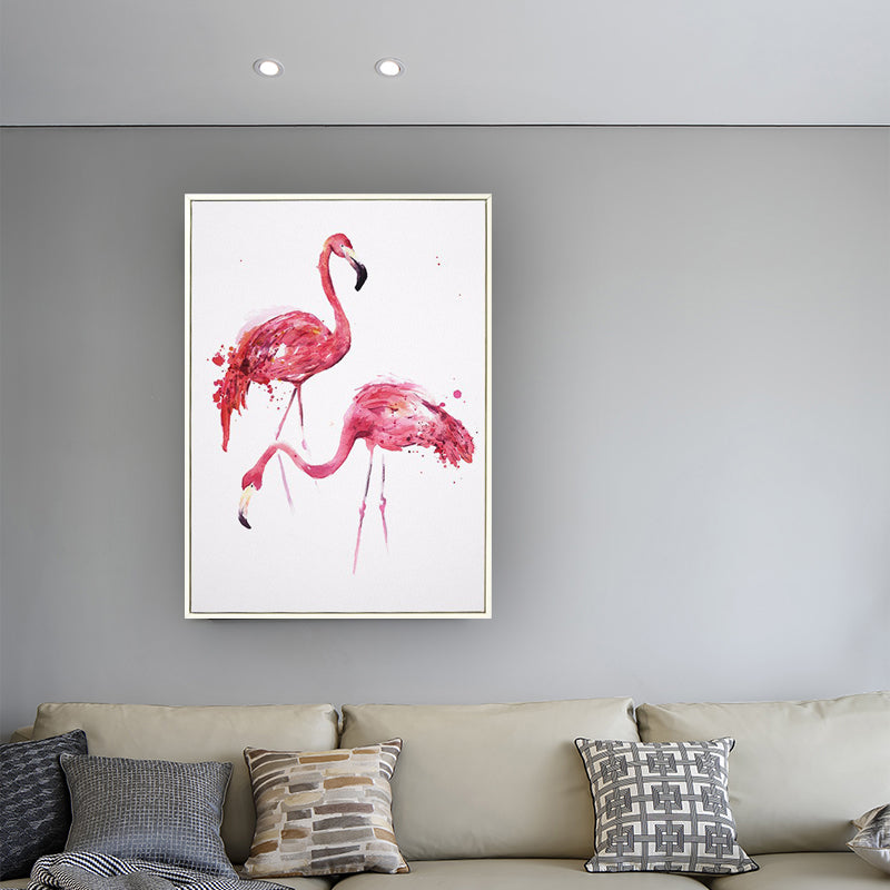 White Childrens Art Wall Decor Animal Painting Canvas Print for Dining Room, Texture