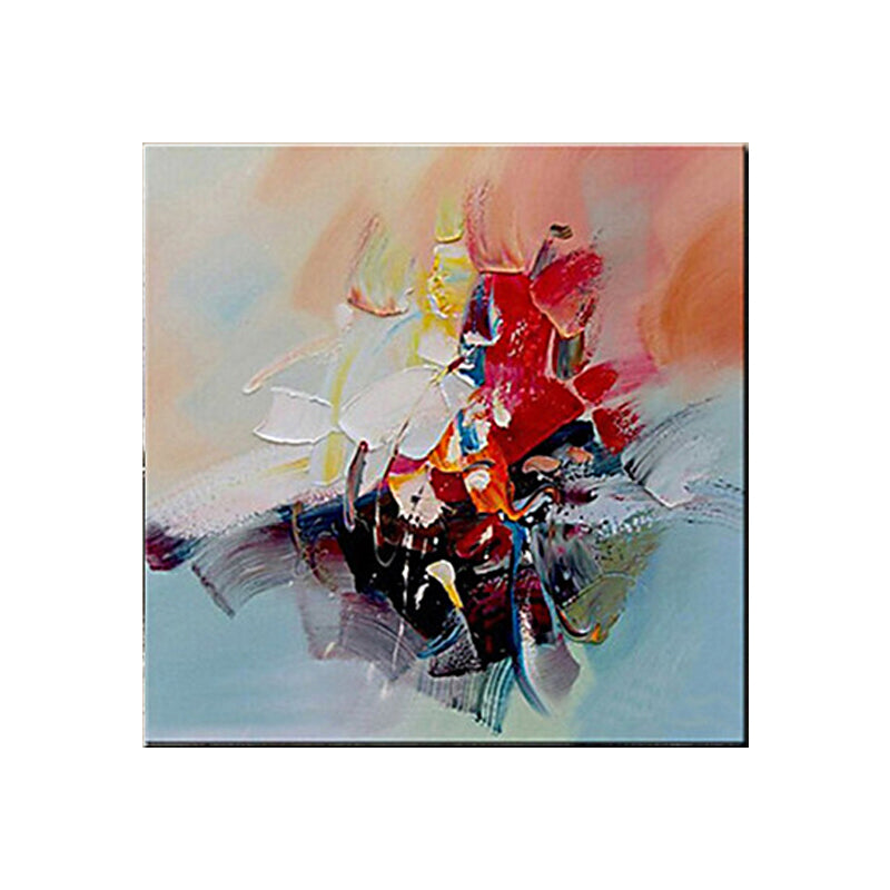 Hand-Worked Abstract Oil Painting in Red Modern Stylish Wall Art for Bedroom