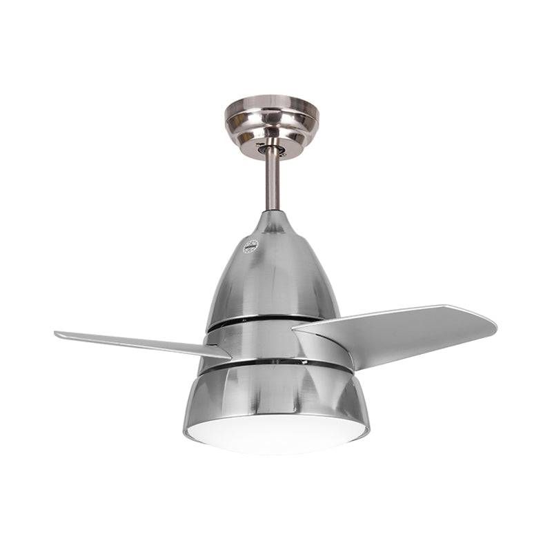 26" W Gold/Silver Ring Ceiling Fan Lighting Simplicity 1 Bulb LED Metal Semi Flush Mount for Bedroom, 3 Blades