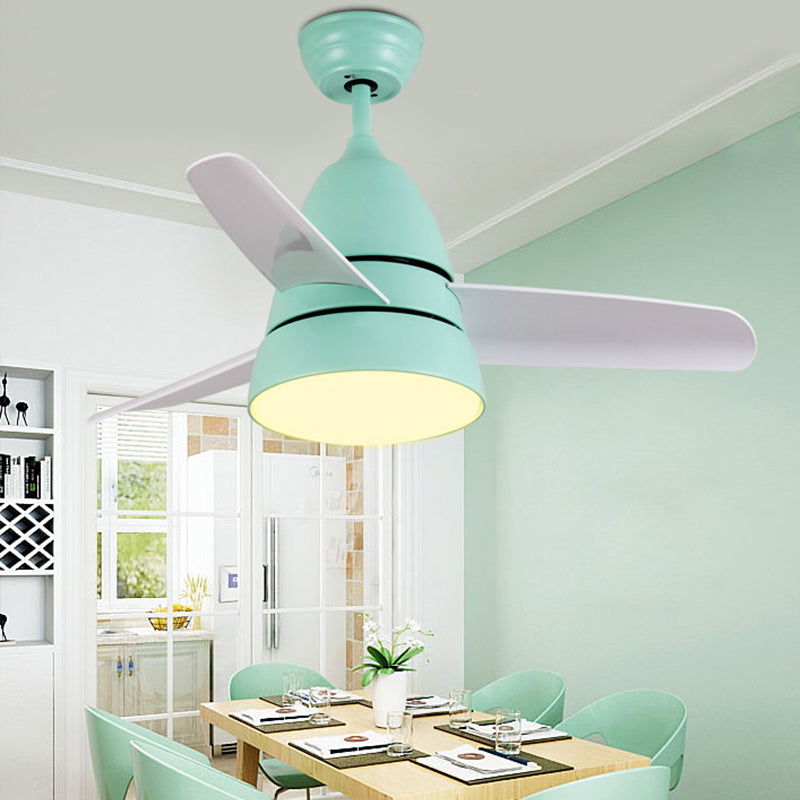 26 "de large contemporain 1 ventilateur de tête boucle verte claire semi-flming monture avec nuance acrylique pour salle à manger, 3 lames blanches