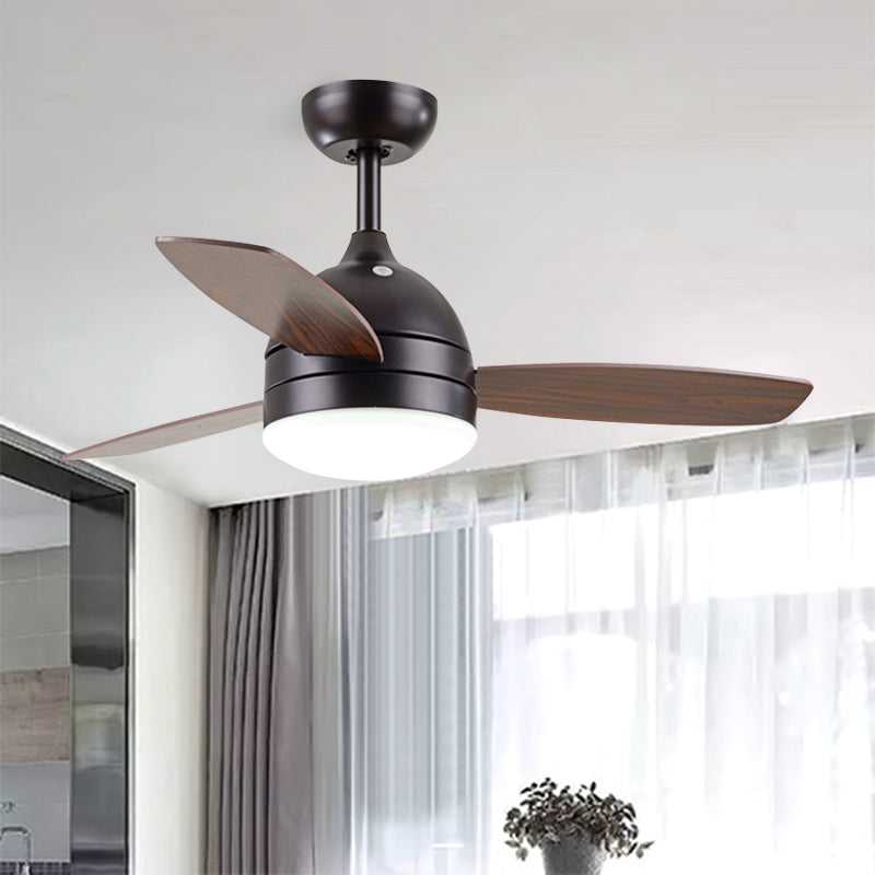 Lámpara de ventilador colgante de domo de metal modernista 39 "W LED blanco/negro 3 cuchillas Semi-Flush Techo de techo para cocina