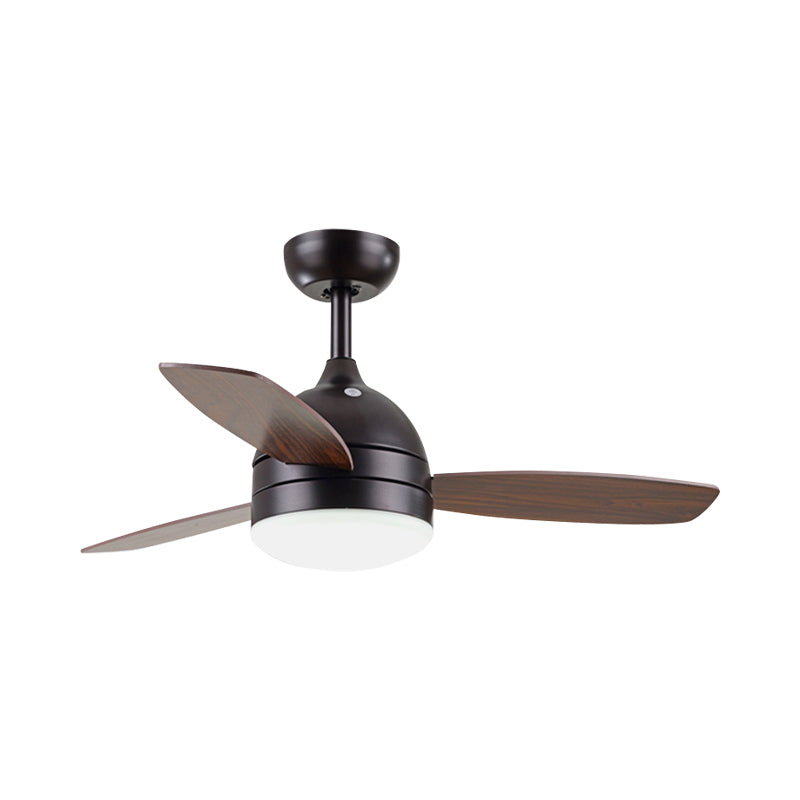 Lámpara de ventilador colgante de domo de metal modernista 39 "W LED blanco/negro 3 cuchillas Semi-Flush Techo de techo para cocina