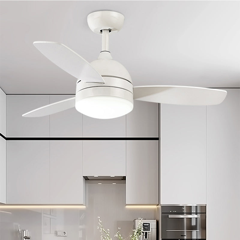 Lámpara de ventilador colgante de domo de metal modernista 39 "W LED blanco/negro 3 cuchillas Semi-Flush Techo de techo para cocina