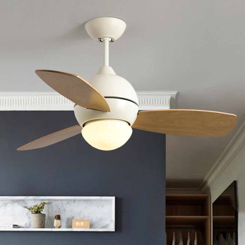 Acryl Dome Flan Lamp Modern Led Black/Gray/White Semi Flush Mount Plafing Armture met 3 houten messen, 36 "lang