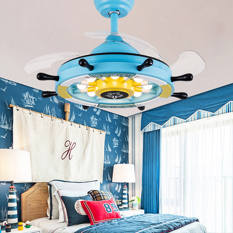 35.5"W 4 Blade LED Ceiling Fan Light Invisible Blade Rudder Kid Room Ceiling Fan