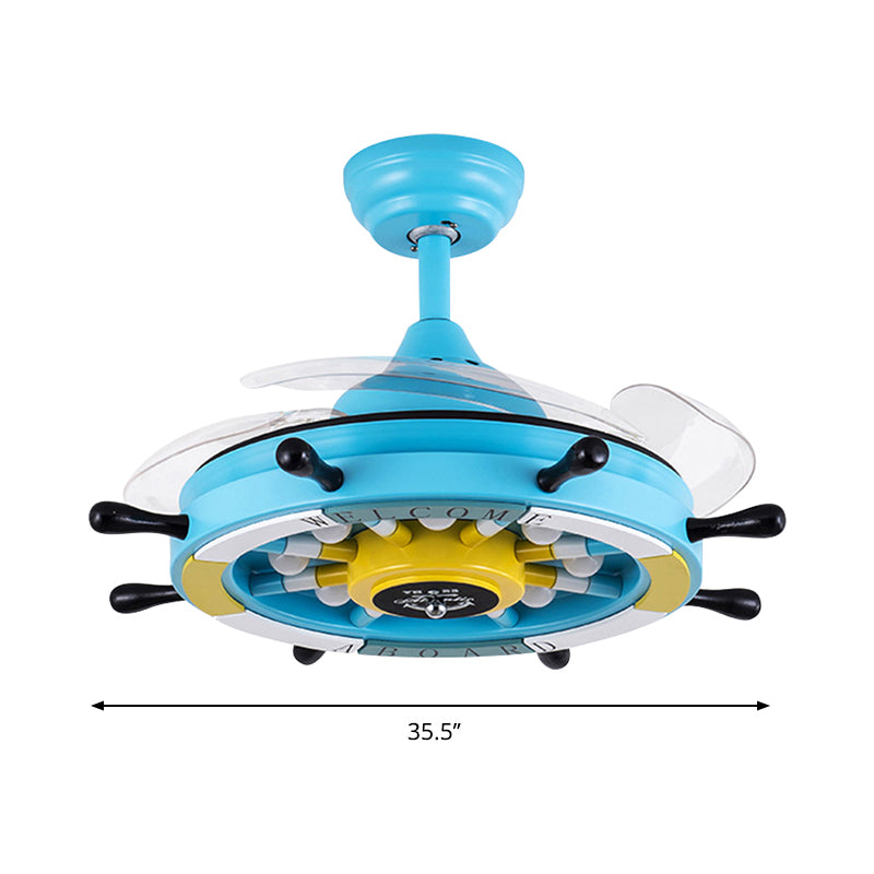 35.5"W 4 Blade LED Ceiling Fan Light Invisible Blade Rudder Kid Room Ceiling Fan