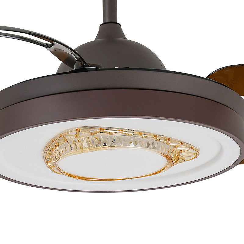 Omkeerbare gewei Blade LED -plafondventilator Noordse stijl Zwarte metalen metallic Downrod Semi Flush Mount Lamp met kristalelement