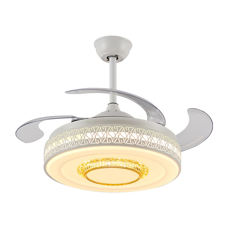 Drum Metallic Semi Mount Light Nordic Style LED White Ceiling Fan with Remote Control/Wall Control/Remote+Wall Control