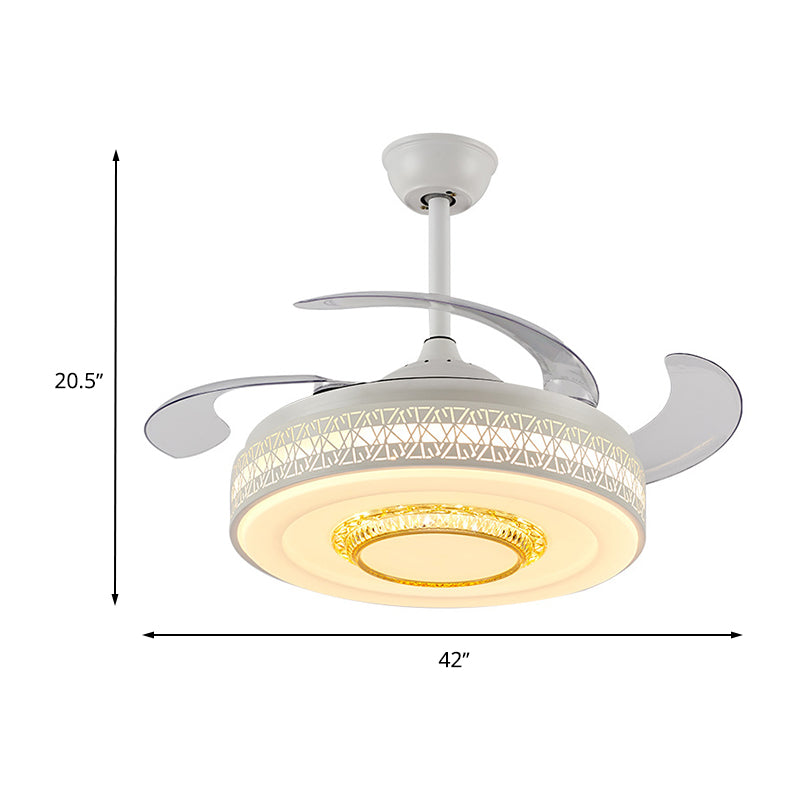 Drum Metallic Semi Mount Light Nordic Style LED White Ceiling Fan with Remote Control/Wall Control/Remote+Wall Control