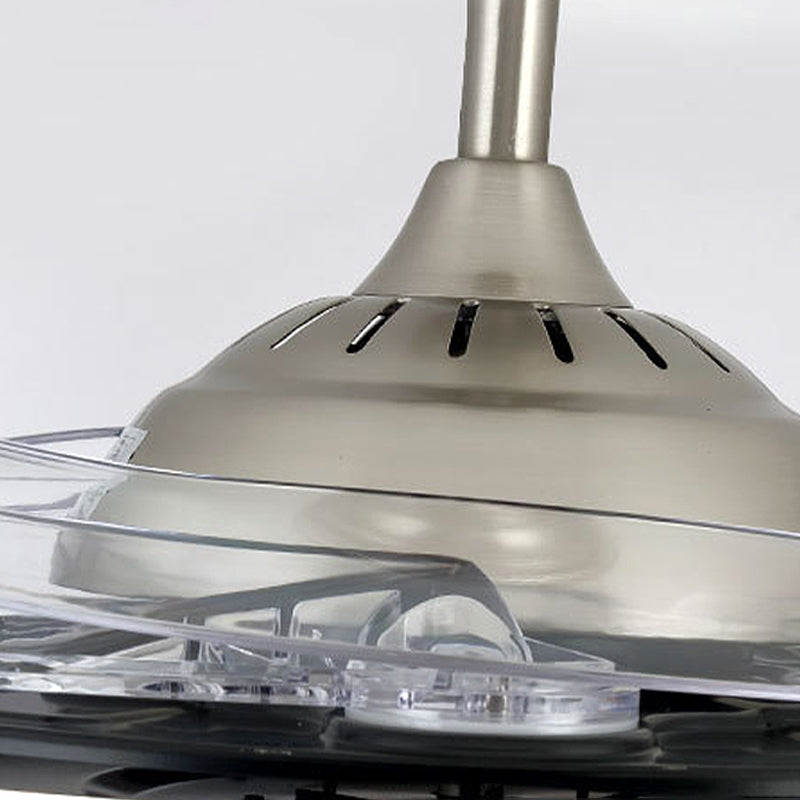 Remoto Control/Frequenza LED convertibile Luce ventilatore 42 "/48" W semplice orbita cristallo chiaro semifulto in argento