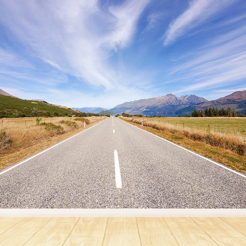 Contemporary Road Mural Decal Light Color Waterproofing Wall Covering for Living Room